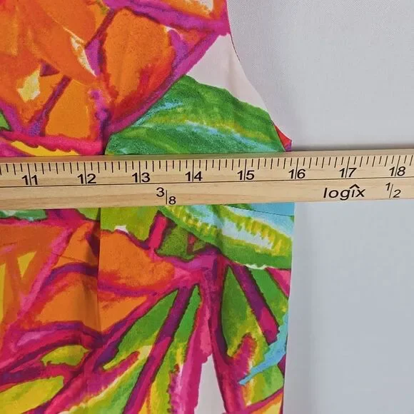 Lauren Ralph Lauren Sleeveless Multi Floral V Neck Shift Cocktail Dress Sz 2 - Picture 9 of 10